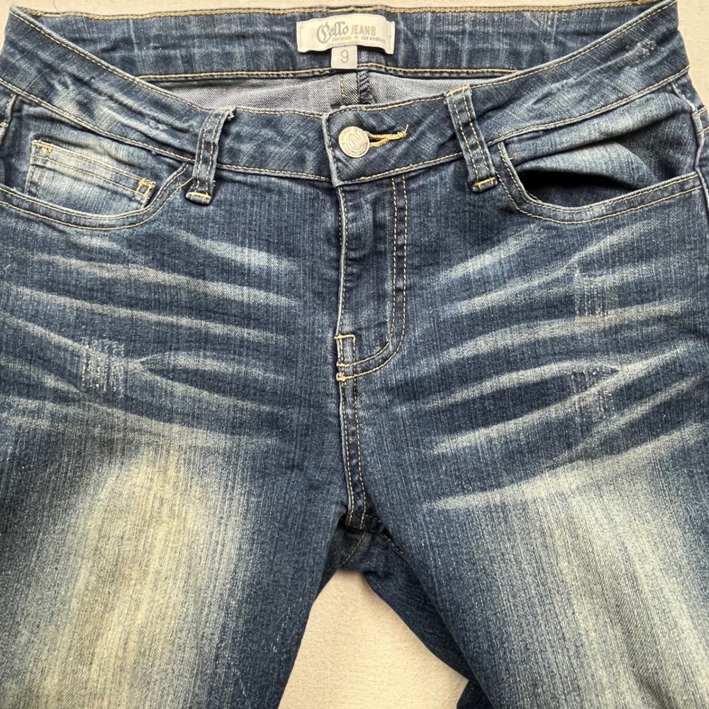Cello Jeans Womens Skinny Denim Medium Wash Whiskered Low Rise Size 9 WV11089DK
